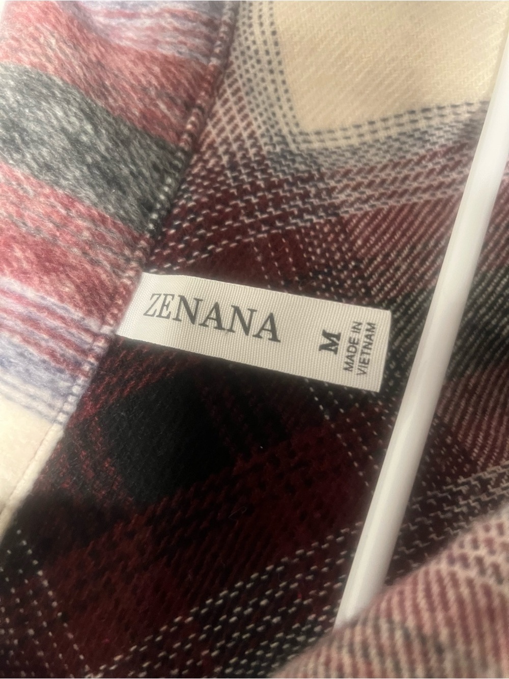 Zenana Outfitters Burgundy and Cream Plaid Shirt - Picture 2 of 4